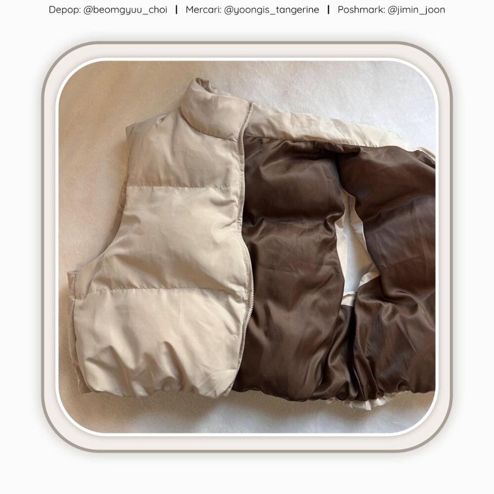 Beige cropped puffer vest 💕 - Picture 2 of 3